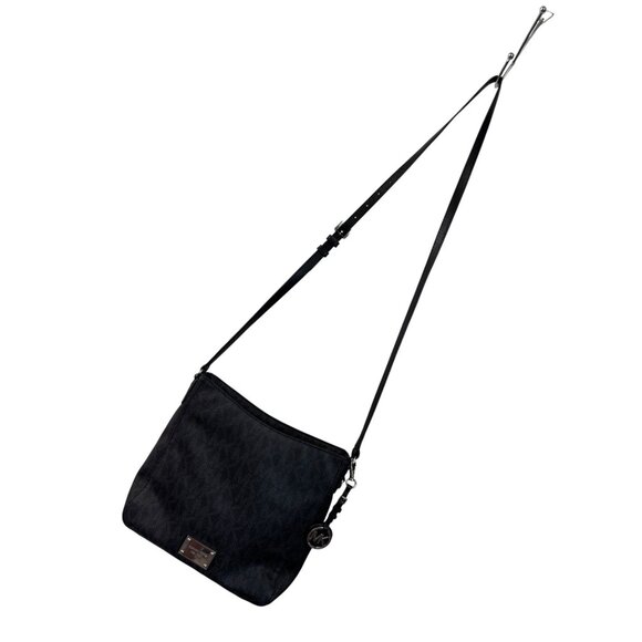 Michael Kors Black Monogram Print Crossbody Bag Adjustable Strap Zipper Closures - Picture 2 of 9